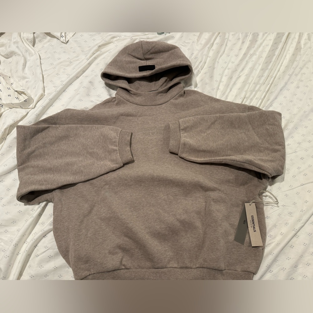 medium essentials, hoodie, color tan new with tags